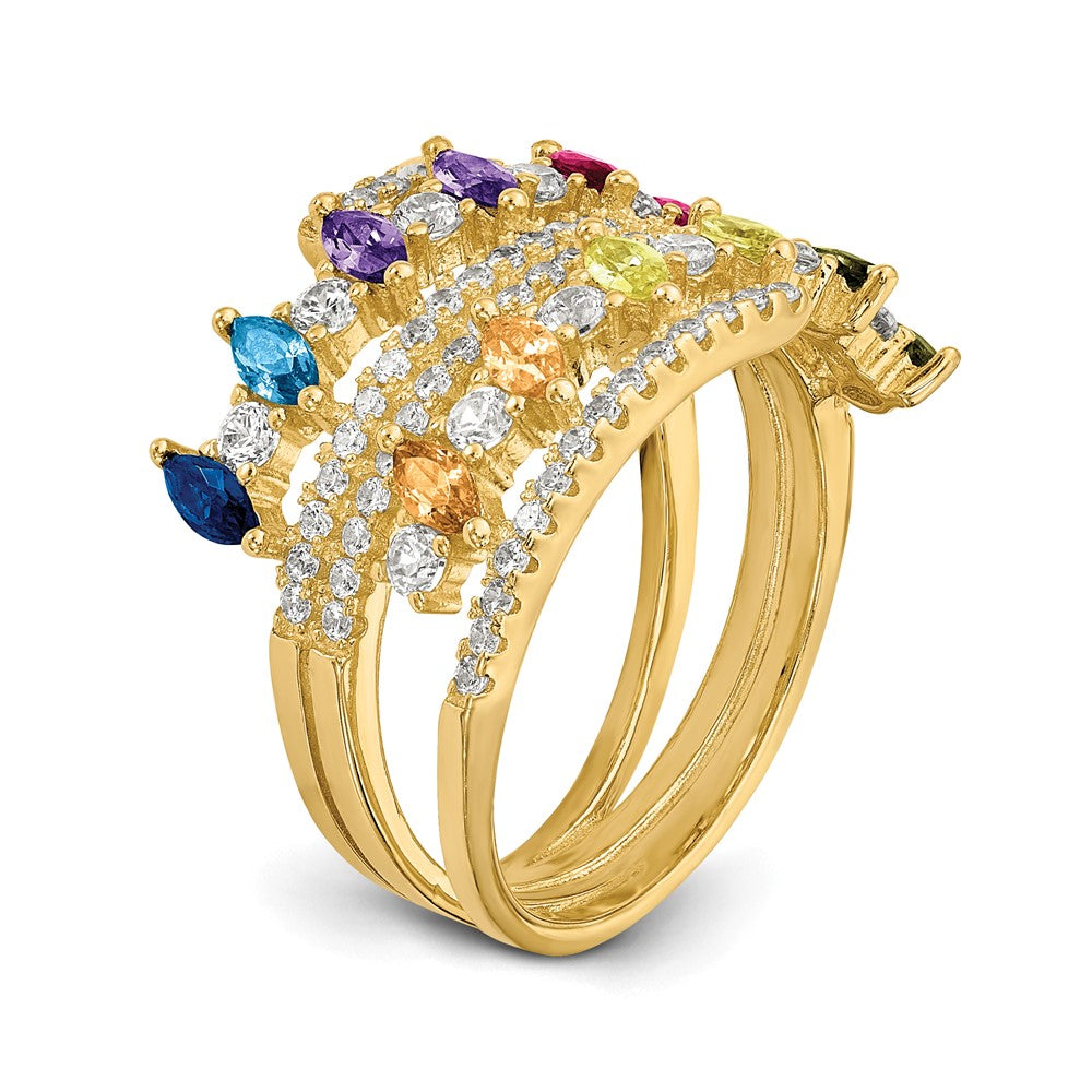 Sterlingsilber Prizma Goldfarben 14K Glanz Beschichtet Bunt Marquise Zirkonia Ring
