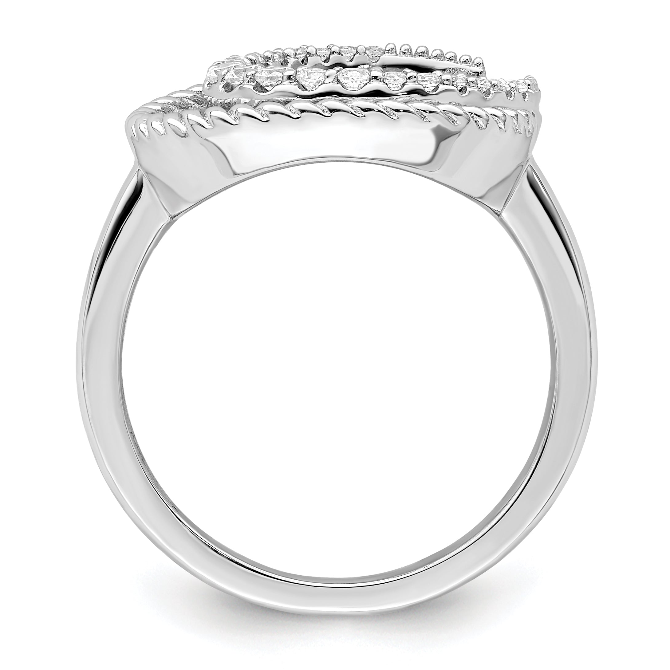 Sterlingsilber Rhodiniert Zirkonia Kreis Ring