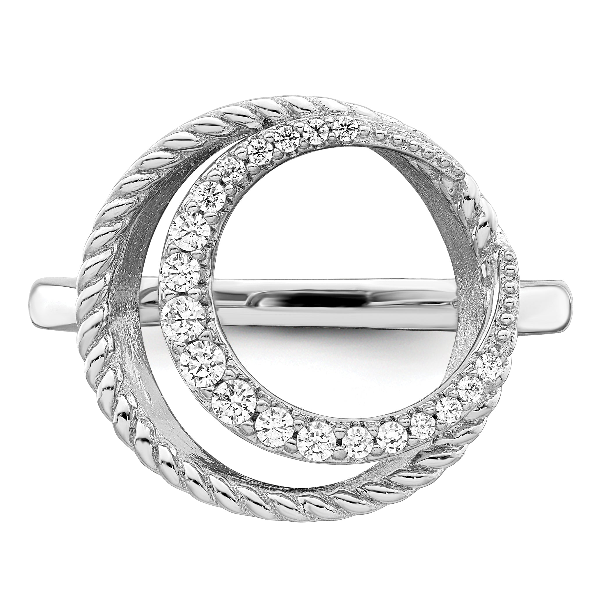 Sterlingsilber Rhodiniert Zirkonia Kreis Ring