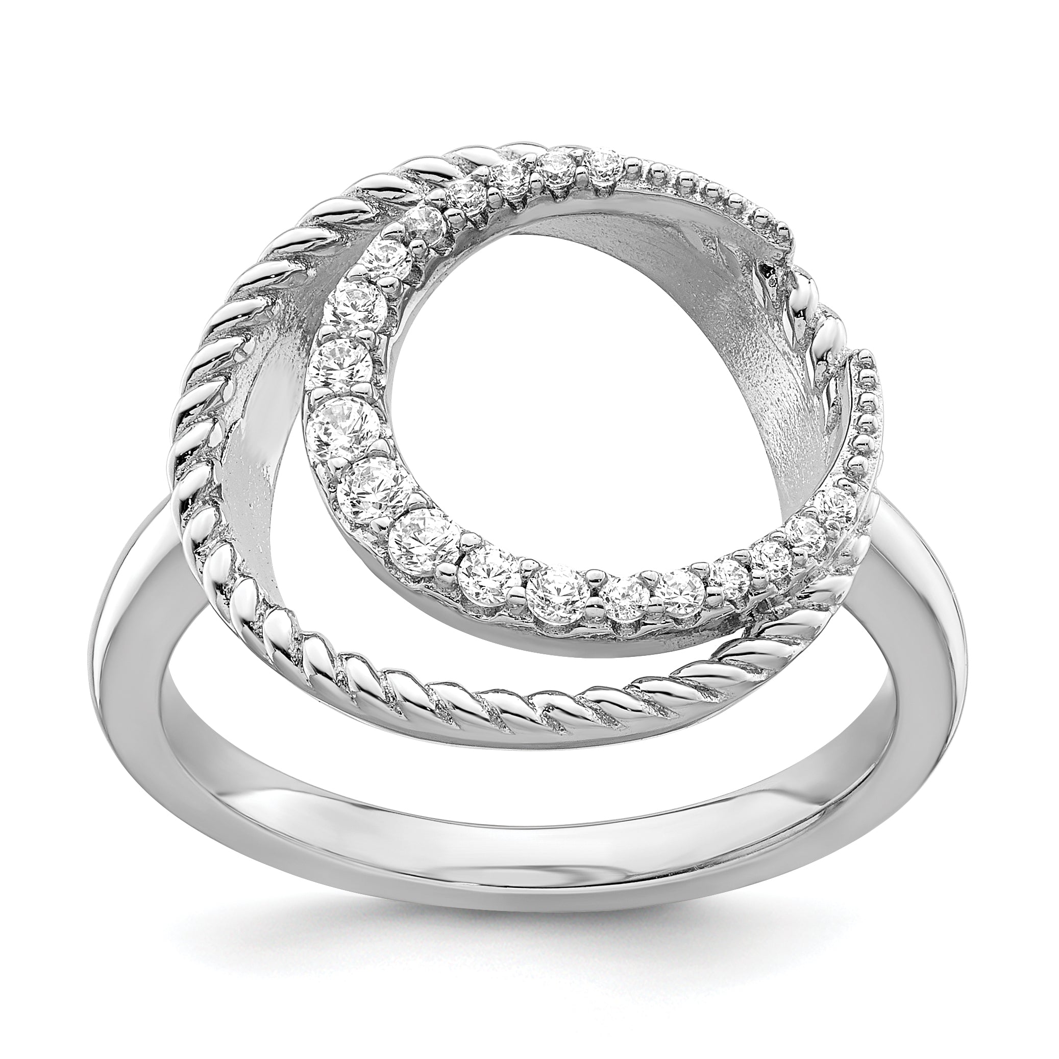 Sterlingsilber Rhodiniert Zirkonia Kreis Ring