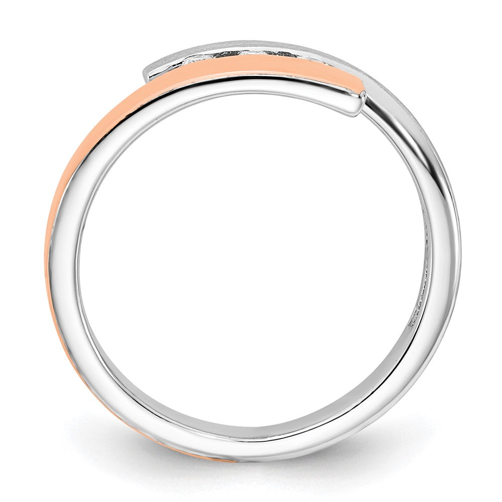 Roségoldbeschichtet Sterlingsilber Rhodiniert & Gold Diamant Bypass Ring