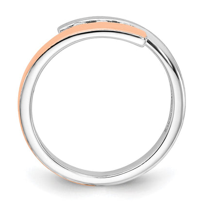 Roségoldbeschichtet Sterlingsilber Rhodiniert & Gold Diamant Bypass Ring