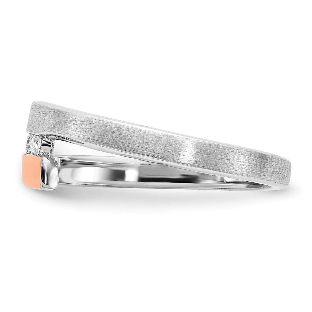 Roségoldbeschichtet Sterlingsilber Rhodiniert & Gold Diamant Bypass Ring