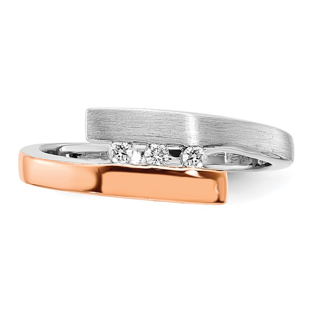 Roségoldbeschichtet Sterlingsilber Rhodiniert & Gold Diamant Bypass Ring