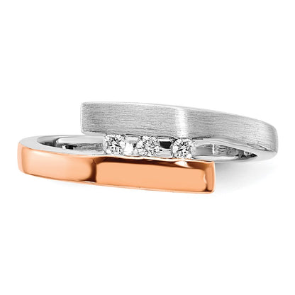 Roségoldbeschichtet Sterlingsilber Rhodiniert & Gold Diamant Bypass Ring