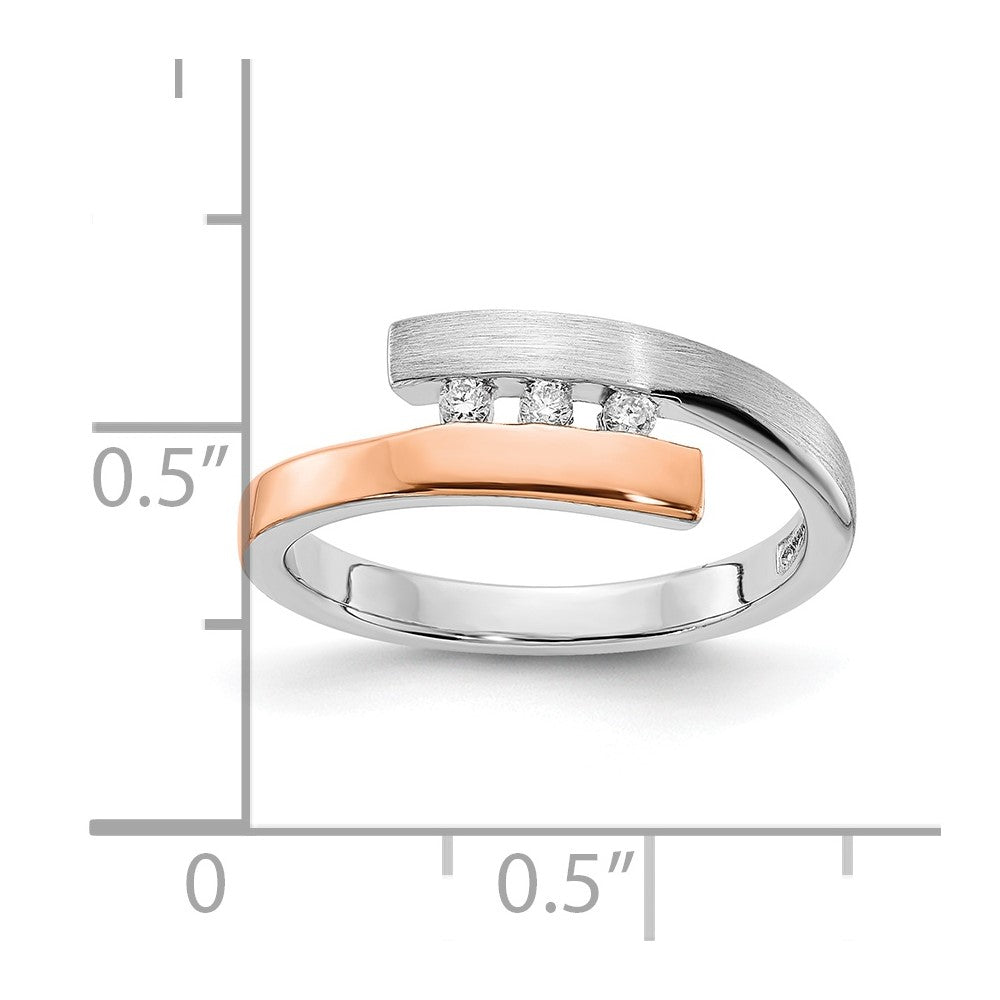 Roségoldbeschichtet Sterlingsilber Rhodiniert & Gold Diamant Bypass Ring
