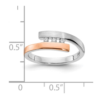 Roségoldbeschichtet Sterlingsilber Rhodiniert & Gold Diamant Bypass Ring