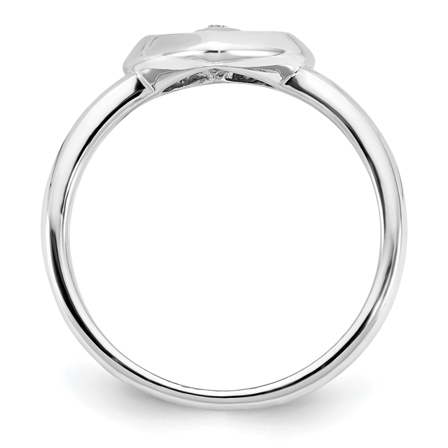 Roségoldbeschichtet Sterlingsilber Rhodiniert Gold Poliert Satiniert Diamant Herz Rin