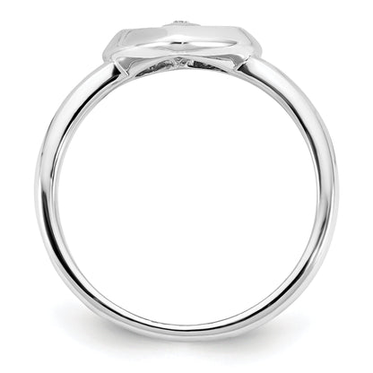 Roségoldbeschichtet Sterlingsilber Rhodiniert Gold Poliert Satiniert Diamant Herz Rin
