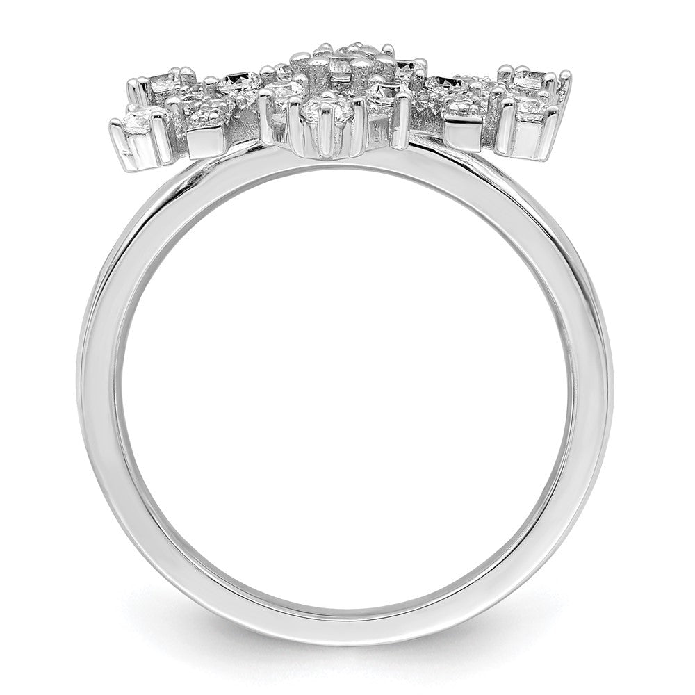 Sterlingsilber Rhodiniert Zirkonia Schneeflocke Ring