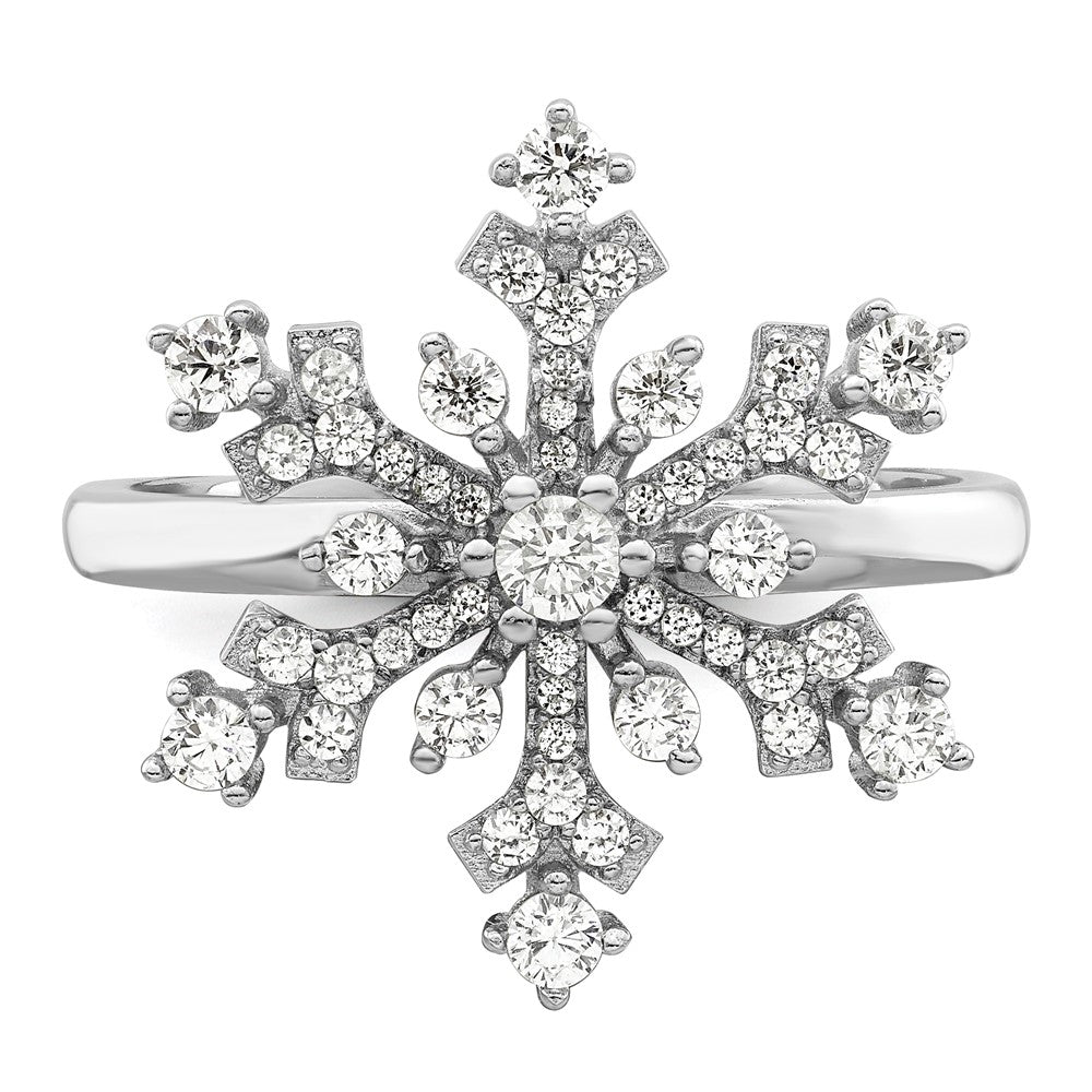 Sterlingsilber Rhodiniert Zirkonia Schneeflocke Ring