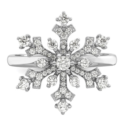 Sterlingsilber Rhodiniert Zirkonia Schneeflocke Ring