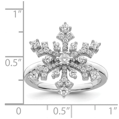 Sterlingsilber Rhodiniert Zirkonia Schneeflocke Ring
