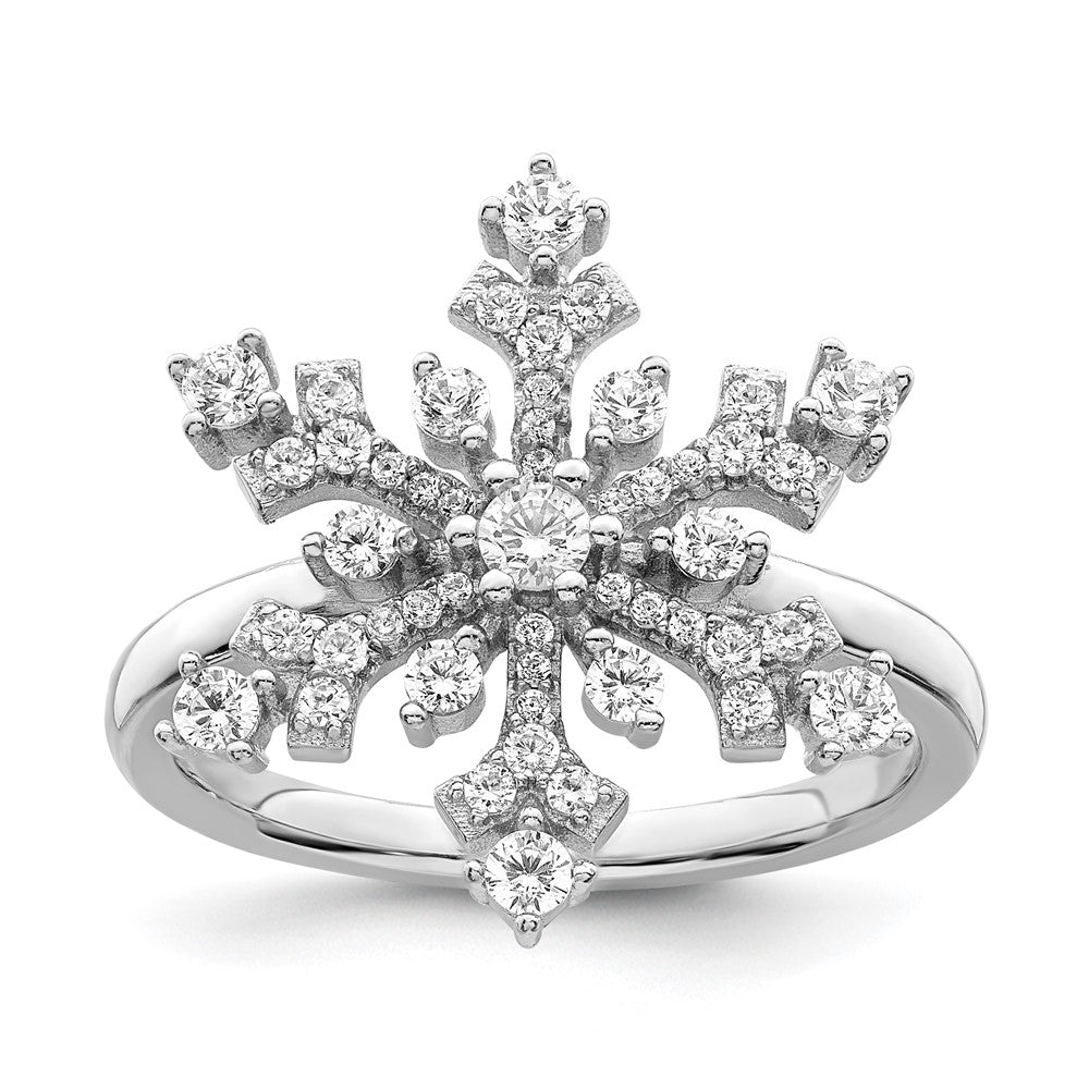 Sterlingsilber Rhodiniert Zirkonia Schneeflocke Ring