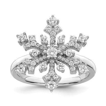 Sterlingsilber Rhodiniert Zirkonia Schneeflocke Ring