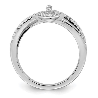 Sterlingsilber Rhodiniert Zirkonia Herz Hängend Ring