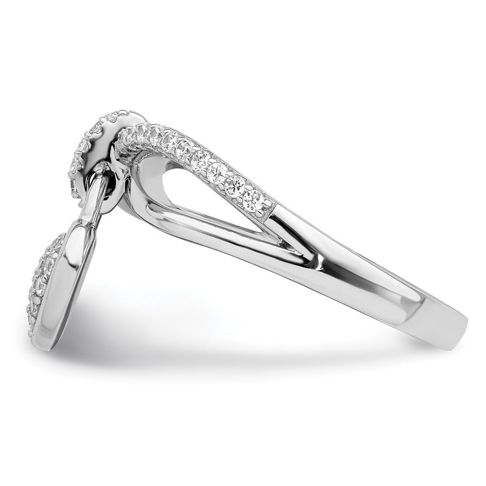 Sterlingsilber Rhodiniert Zirkonia Herz Hängend Ring