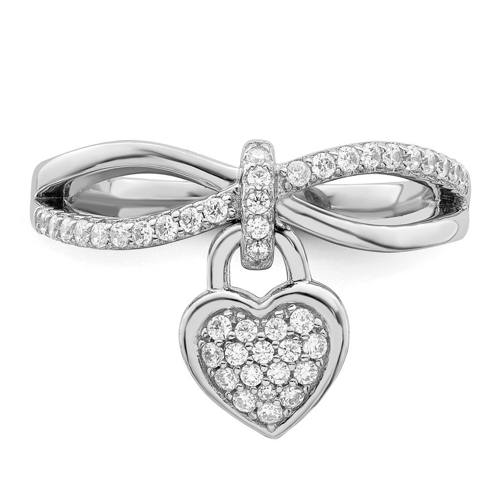 Sterlingsilber Rhodiniert Zirkonia Herz Hängend Ring