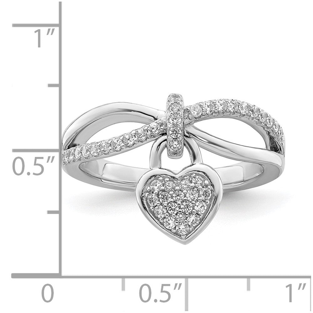 Sterlingsilber Rhodiniert Zirkonia Herz Hängend Ring