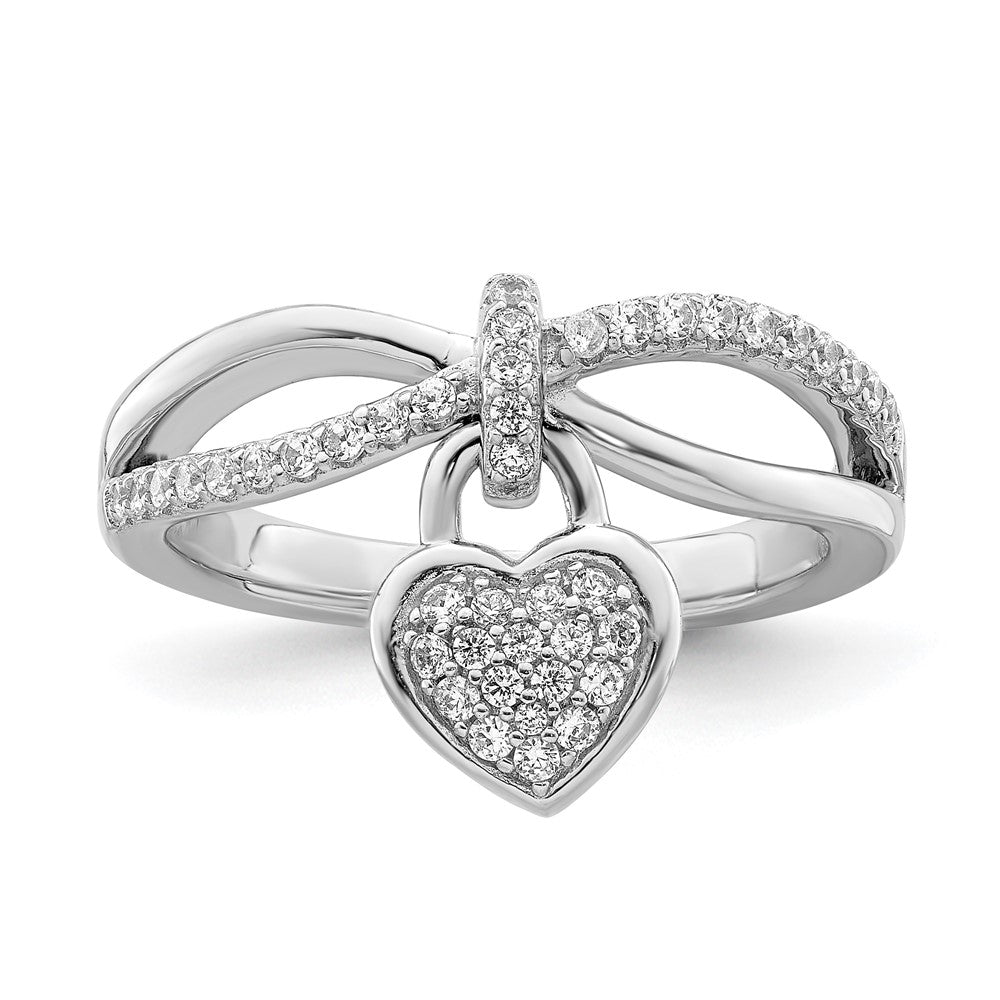 Sterlingsilber Rhodiniert Zirkonia Herz Hängend Ring