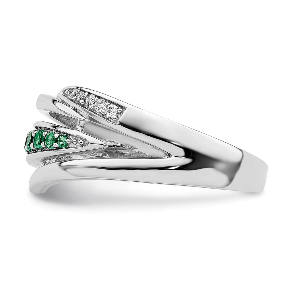 Sterlingsilber Rhodiniert Grün & Weiß Zirkonia Ring