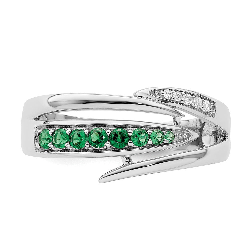 Sterlingsilber Rhodiniert Grün & Weiß Zirkonia Ring