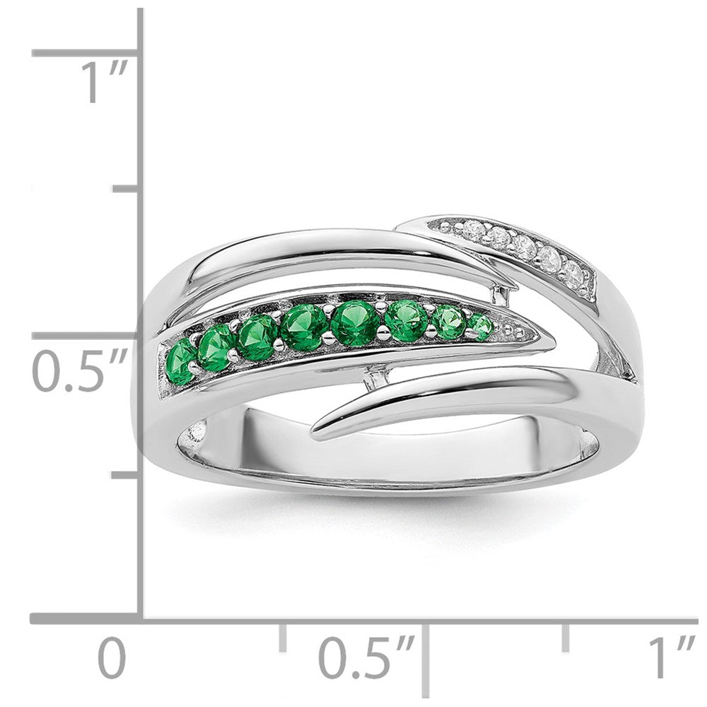 Sterlingsilber Rhodiniert Grün & Weiß Zirkonia Ring