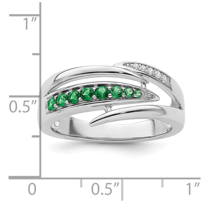 Sterlingsilber Rhodiniert Grün & Weiß Zirkonia Ring