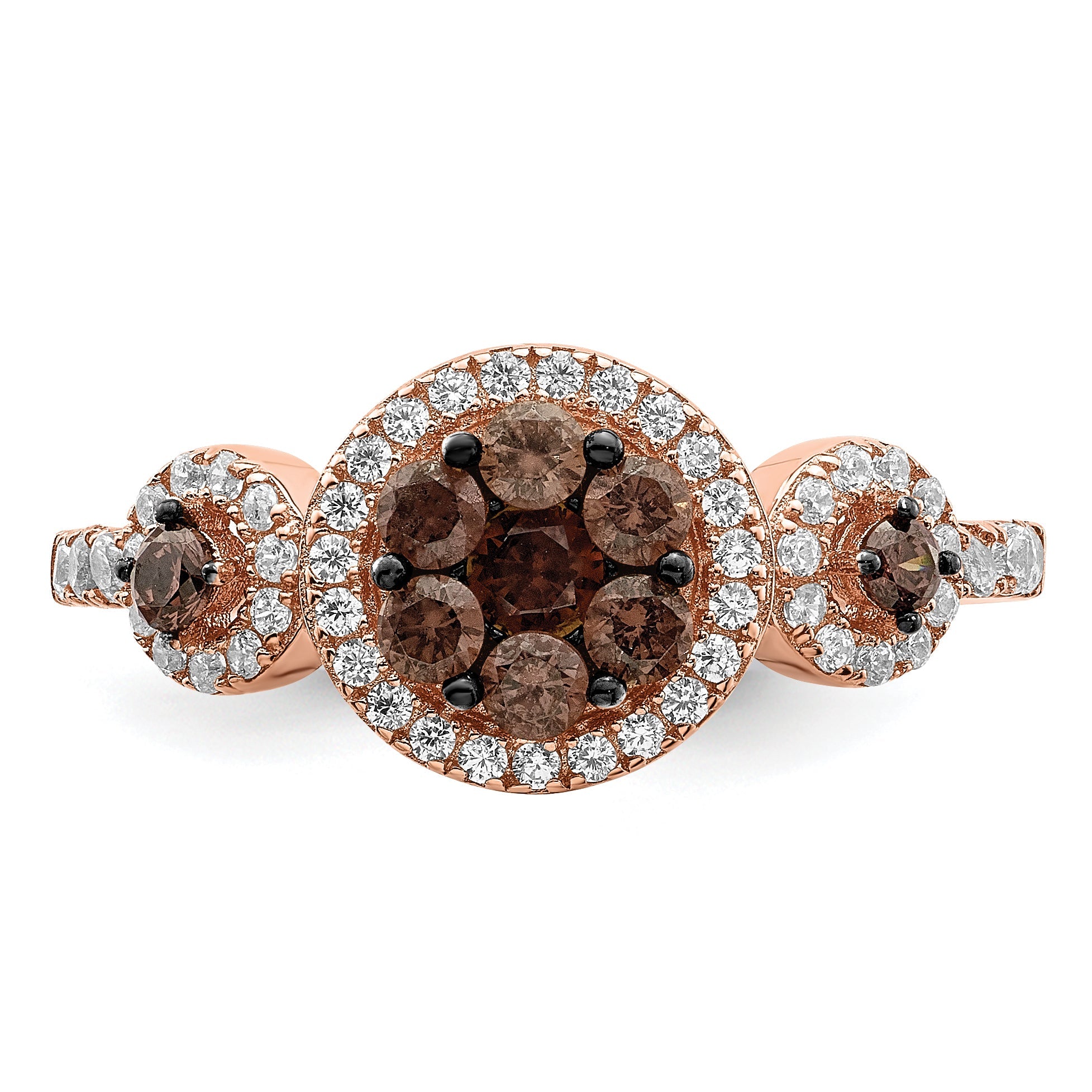 Sterlingsilber Roséfarben Schwarz Rhodiniert Zirkonia Fantasie Ring