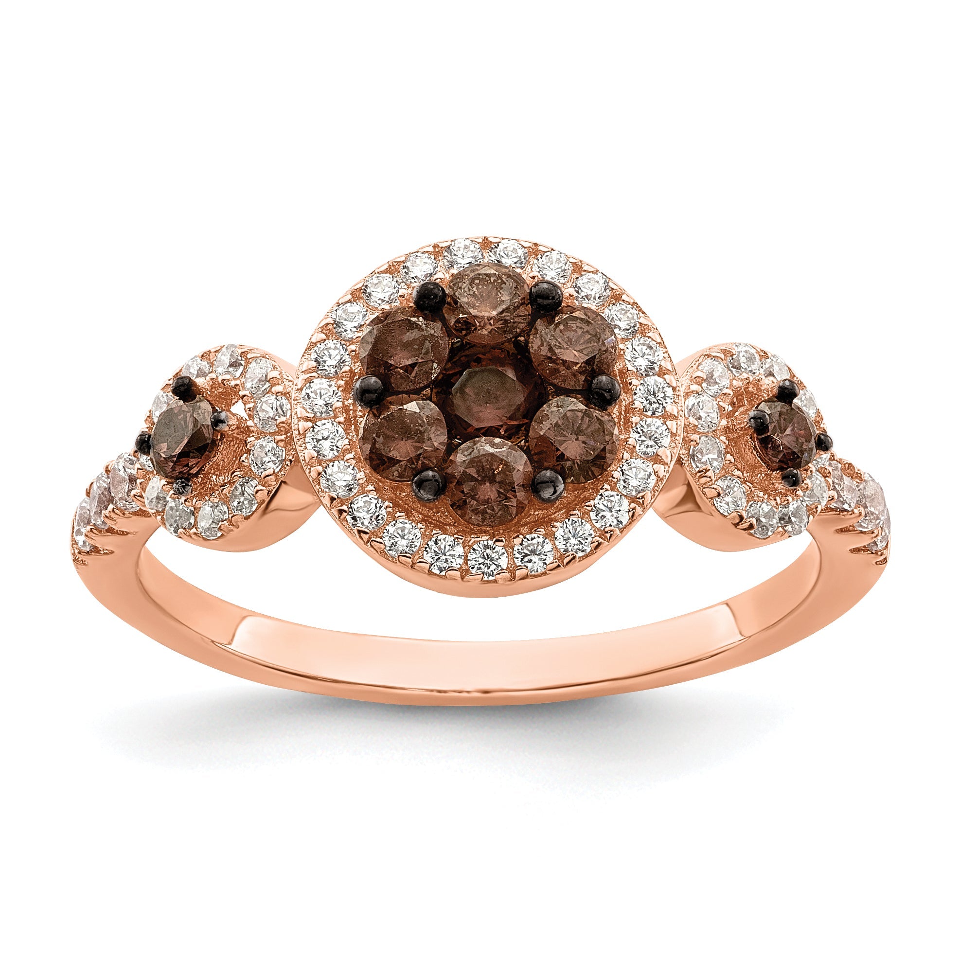 Sterlingsilber Roséfarben Schwarz Rhodiniert Zirkonia Fantasie Ring