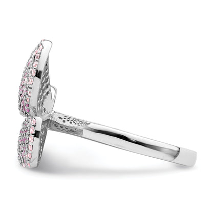 Sterlingsilber Rhodiniert Poliert Rosa Zirkonia Schmetterling Ring