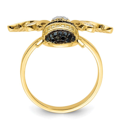 Sterlingsilber Blk/white Rhodiniert Goldfarben Zirkonia Bumblebee Ring