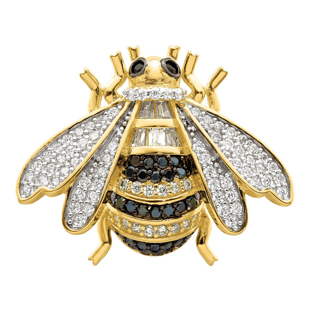 Sterlingsilber Blk/white Rhodiniert Goldfarben Zirkonia Bumblebee Ring