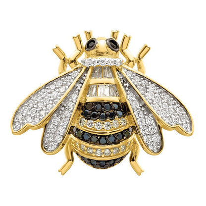 Sterlingsilber Blk/white Rhodiniert Goldfarben Zirkonia Bumblebee Ring
