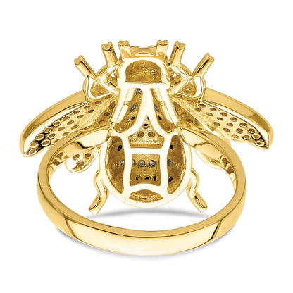 Sterlingsilber Blk/white Rhodiniert Goldfarben Zirkonia Bumblebee Ring