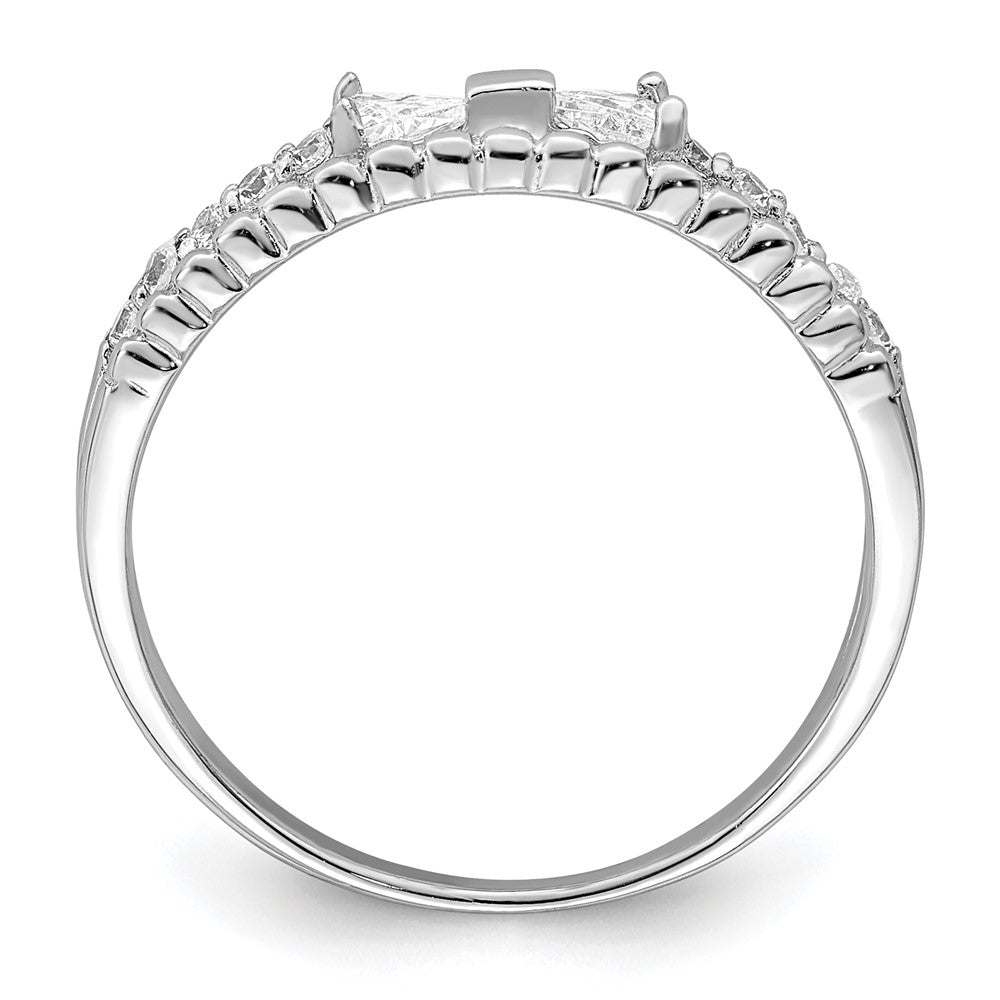 Sterlingsilber Rhodiniert Poliert Doppelt Zirkonia Schleife Ring