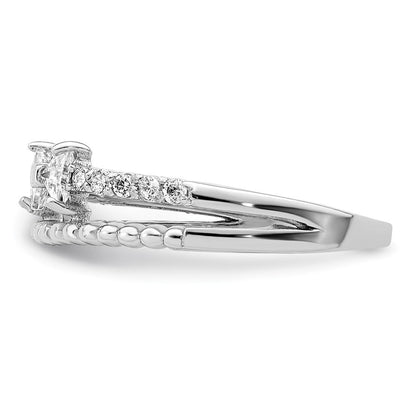 Sterlingsilber Rhodiniert Poliert Doppelt Zirkonia Schleife Ring