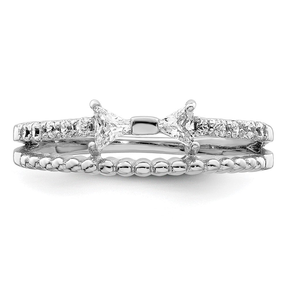 Sterlingsilber Rhodiniert Poliert Doppelt Zirkonia Schleife Ring