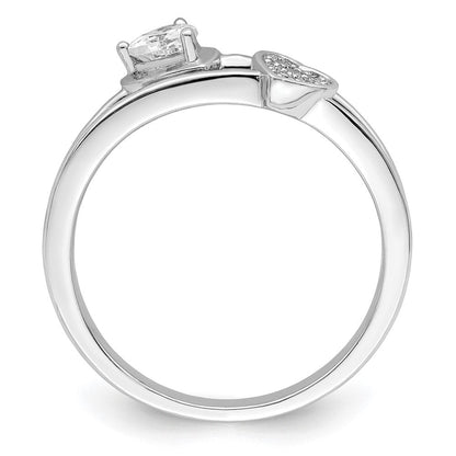 Sterlingsilber Rhodiniert Zirkonia Herzen Ring
