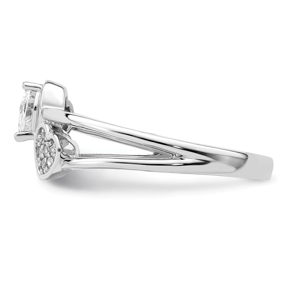 Sterlingsilber Rhodiniert Zirkonia Herzen Ring