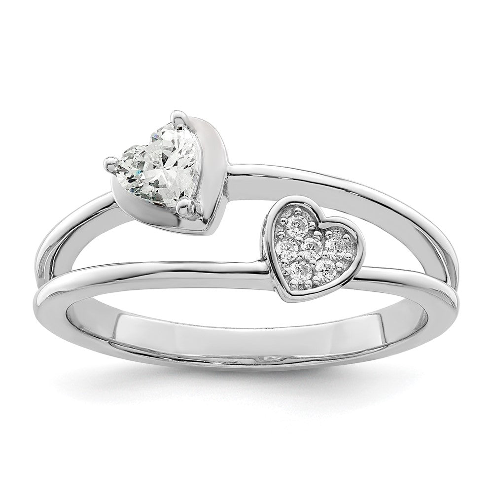 Sterlingsilber Rhodiniert Zirkonia Herzen Ring