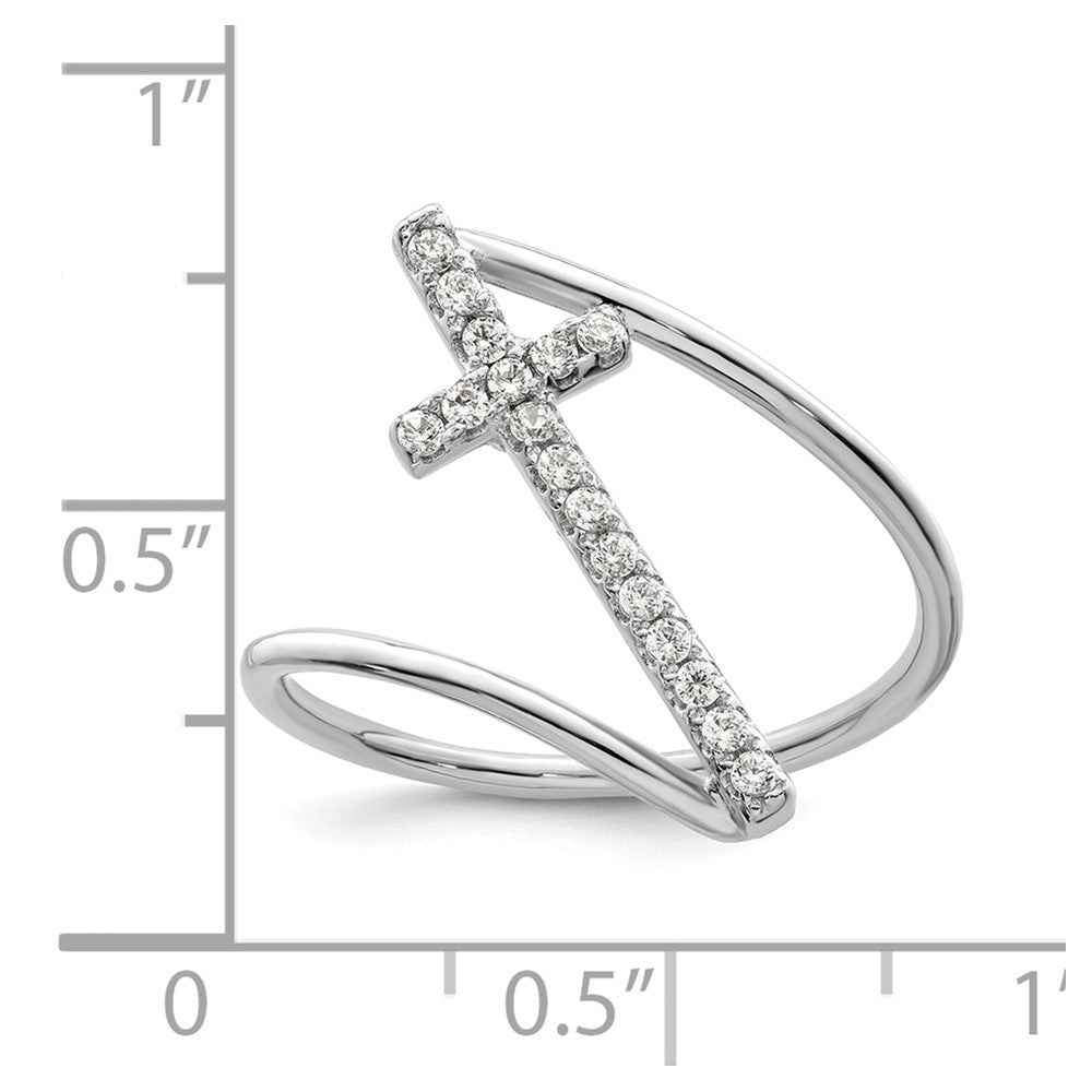 Sterlingsilber Rhodiniert Poliert Zirkonia Kreuz Ring