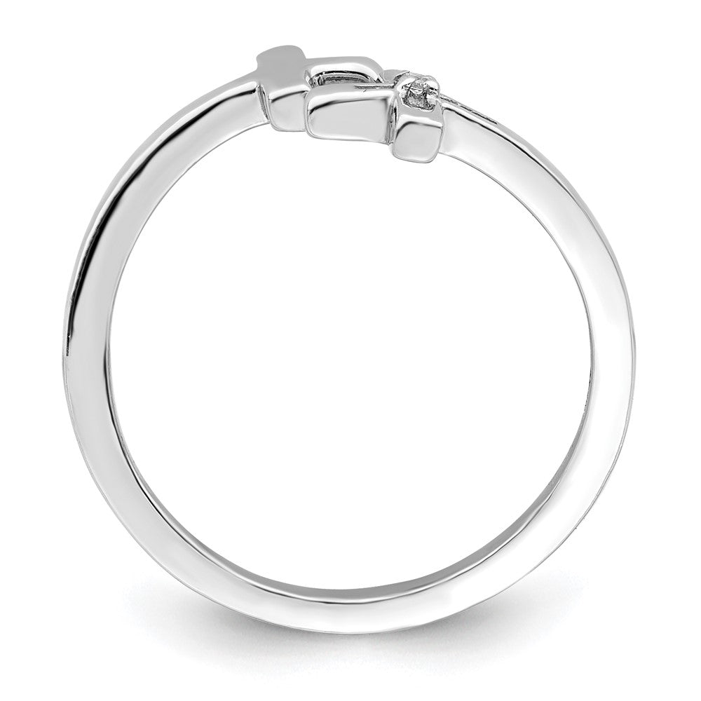 Sterlingsilber Rhodiniert Zirkonia Doppelt Kreuz Verstellbar Ring