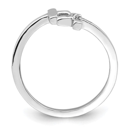 Sterlingsilber Rhodiniert Zirkonia Doppelt Kreuz Verstellbar Ring