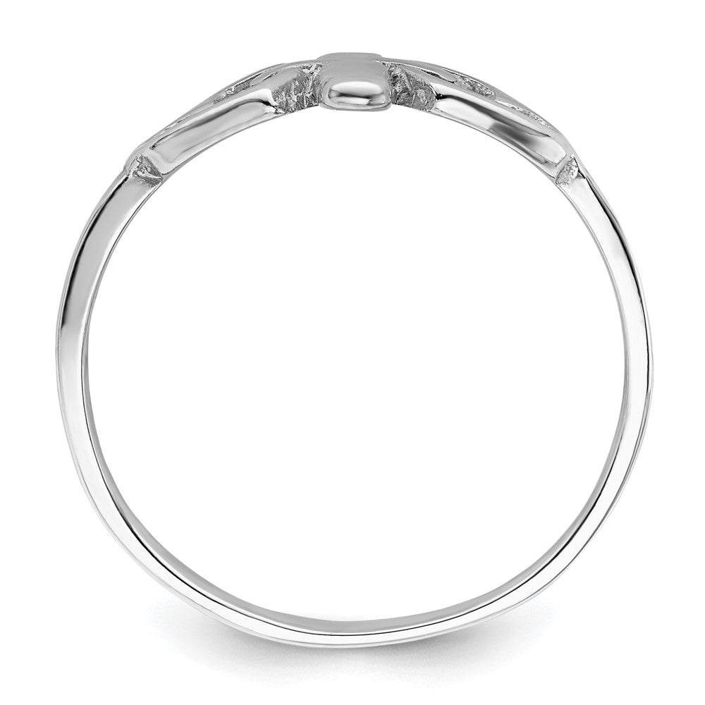 Sterlingsilber Rhodiniert Herzen & Kreuz Ring