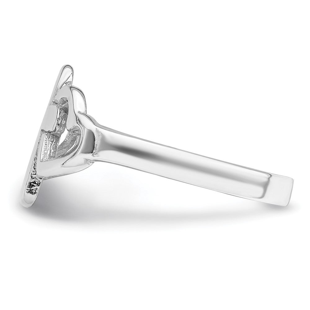 Sterlingsilber Rhodiniert Herzen & Kreuz Ring