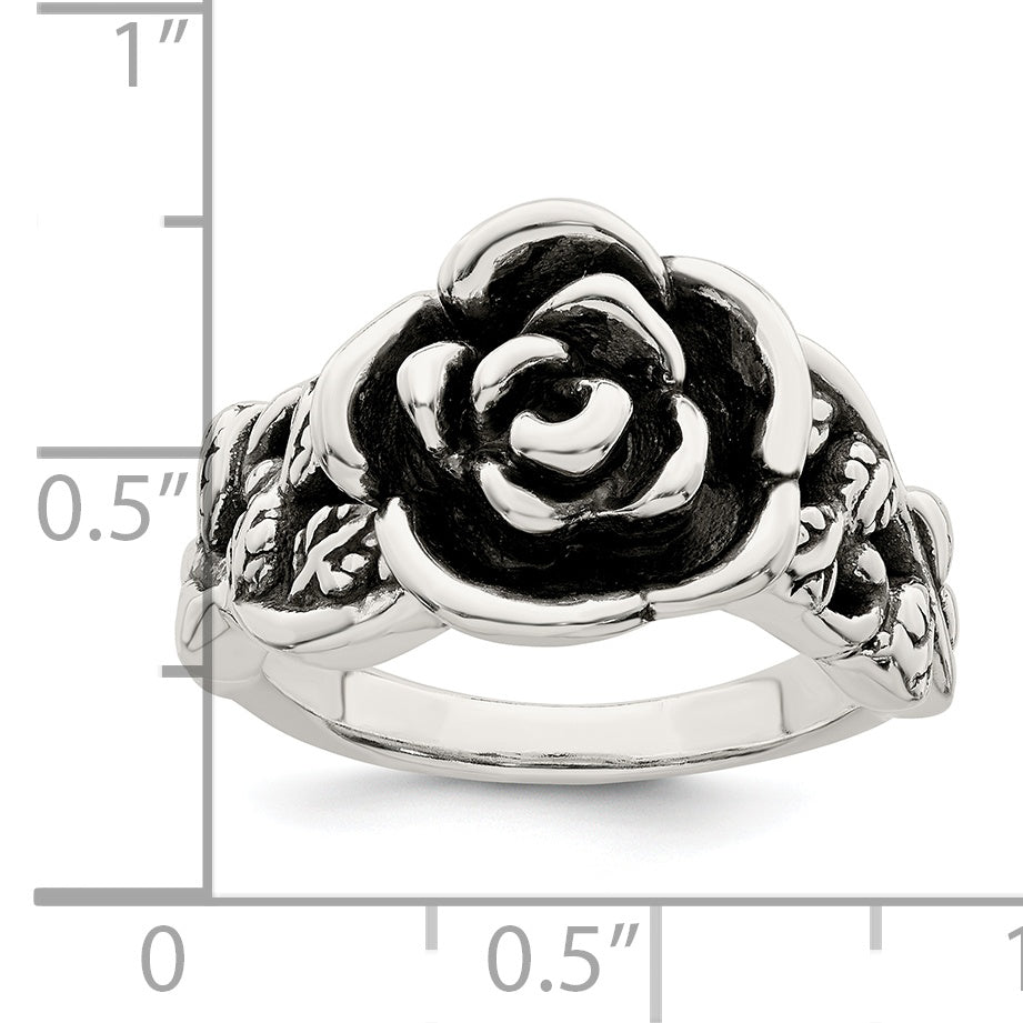 Sterlingsilber Antikisiert Rose Blume Ring