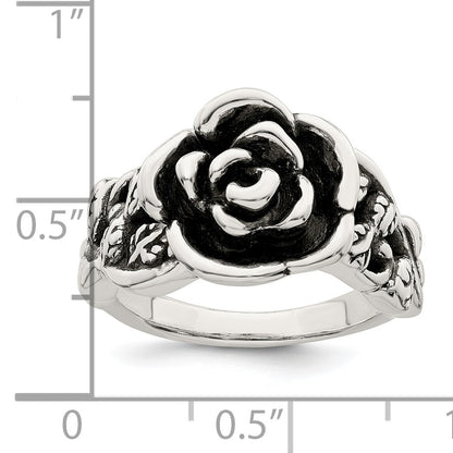 Sterlingsilber Antikisiert Rose Blume Ring