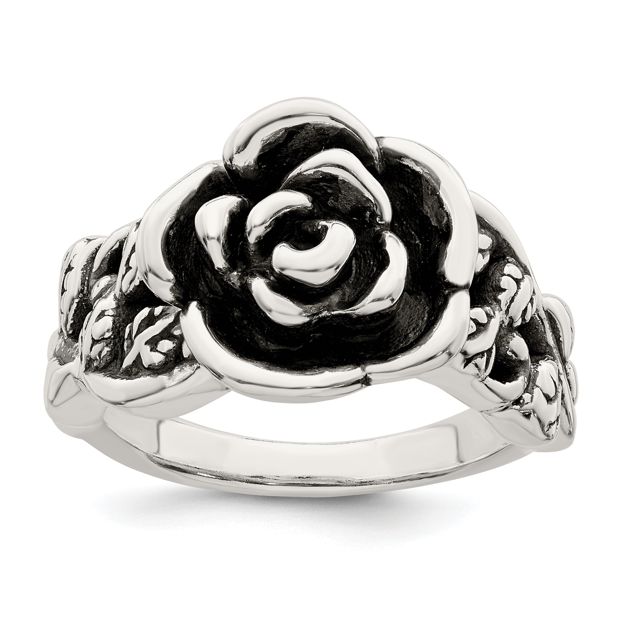 Sterlingsilber Antikisiert Rose Blume Ring
