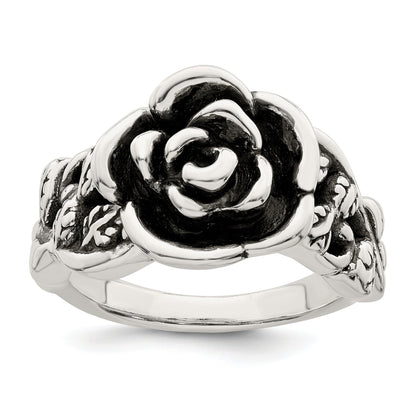 Sterlingsilber Antikisiert Rose Blume Ring